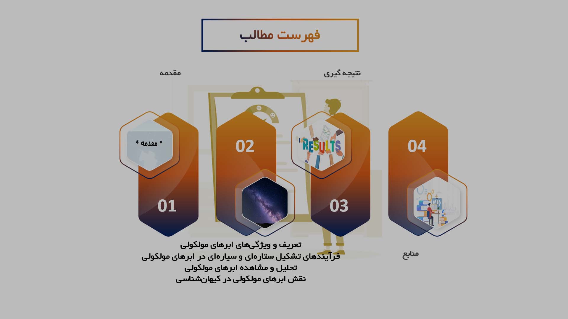 پاورپوینت در مورد ابرهای مولکولی در فضا